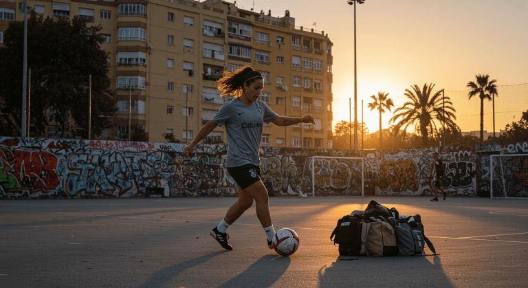 Futbolistas jugando en la calle