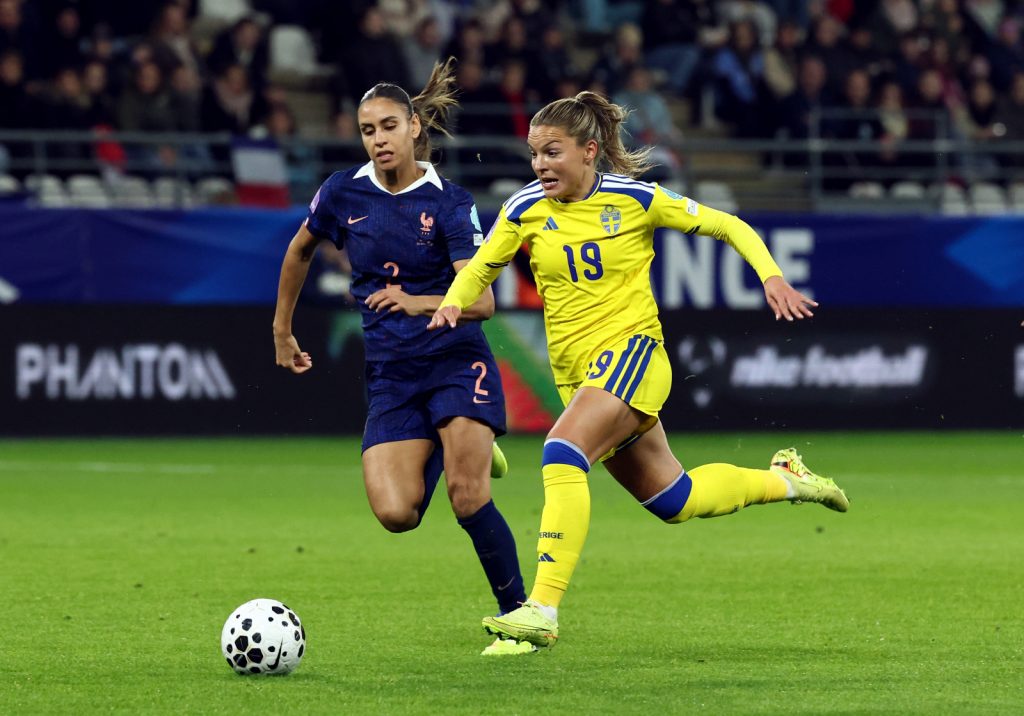 Johanna Rytting Kaneryd Maelle Lakrar France v Sweden - UEFA Women's Nations League 2025 Third-place play-off First Leg