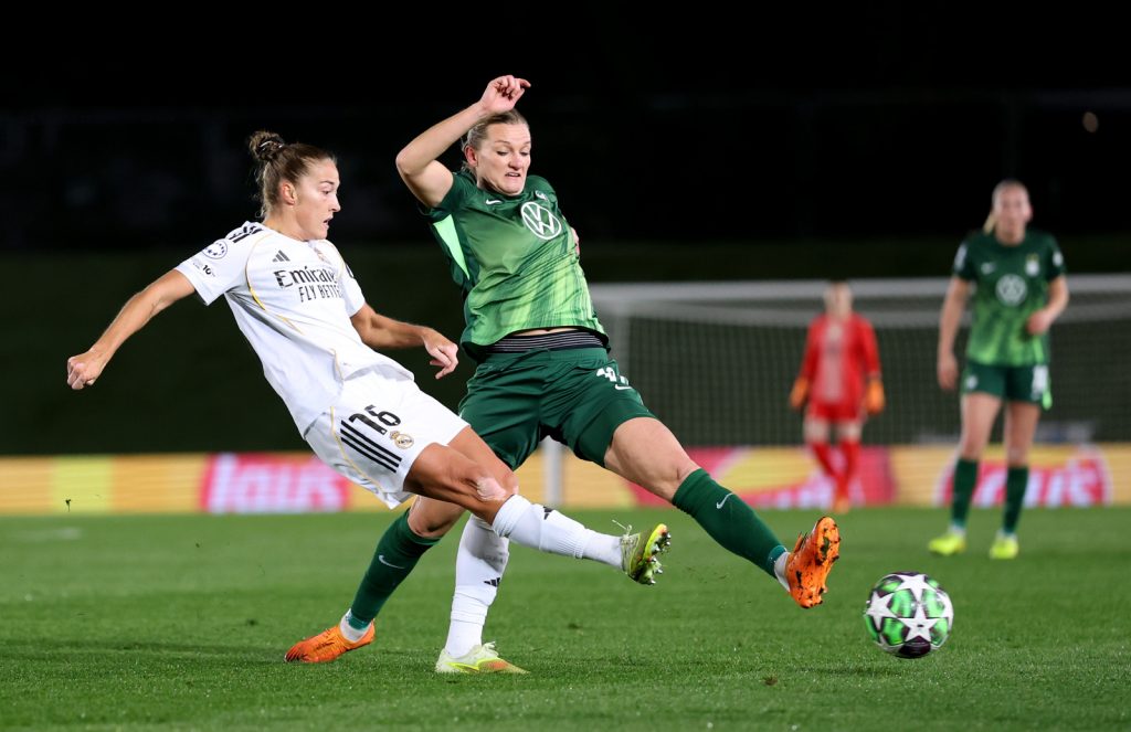 Alexandra Popp with Filippa Angeldahl Real Madrid CF v VfL Wolfsburg - UEFA Women's Champions League 2025/26 League Phase MD5