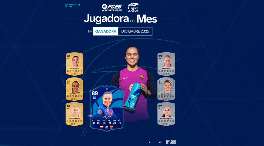 EWA PAJOR jugadora mes de diciembre 2025 Liga F