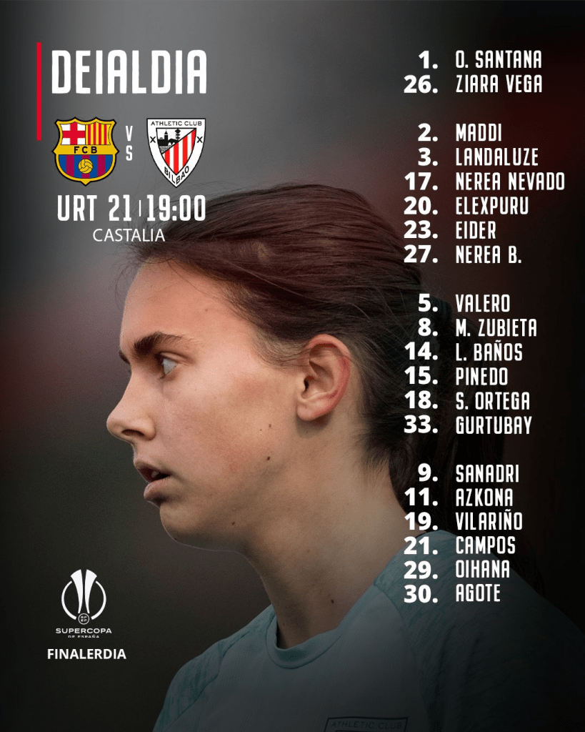 Convocatoria Athletic Club Supercopa 2026