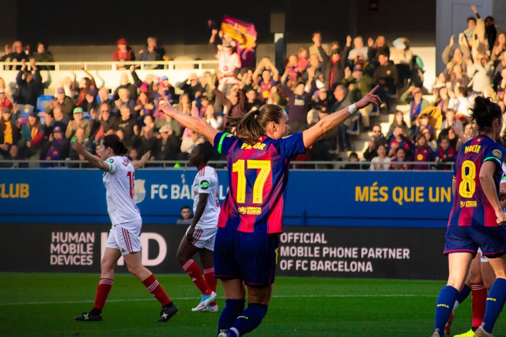Ewa Pajor celebra un gol del Barcelona en la Liga 2026. Foto: Paula Sáez (@psaez_)