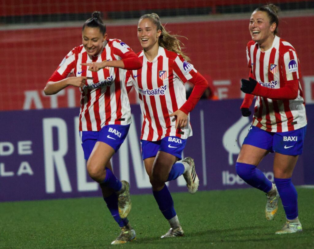 Fiamma Benítez celebra un gol con el Atlético de Madrid en la Copa de la Reina 2026. Foto: Andrea Irure (@shescores_photo)