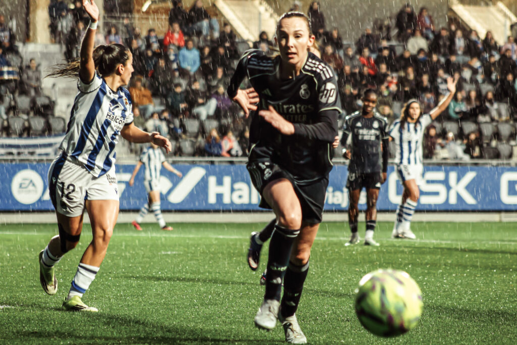 Lance del partido Real Sociedad-Real Madrid, de Liga F 2026. Foto: Nerea (@patatraphoto)