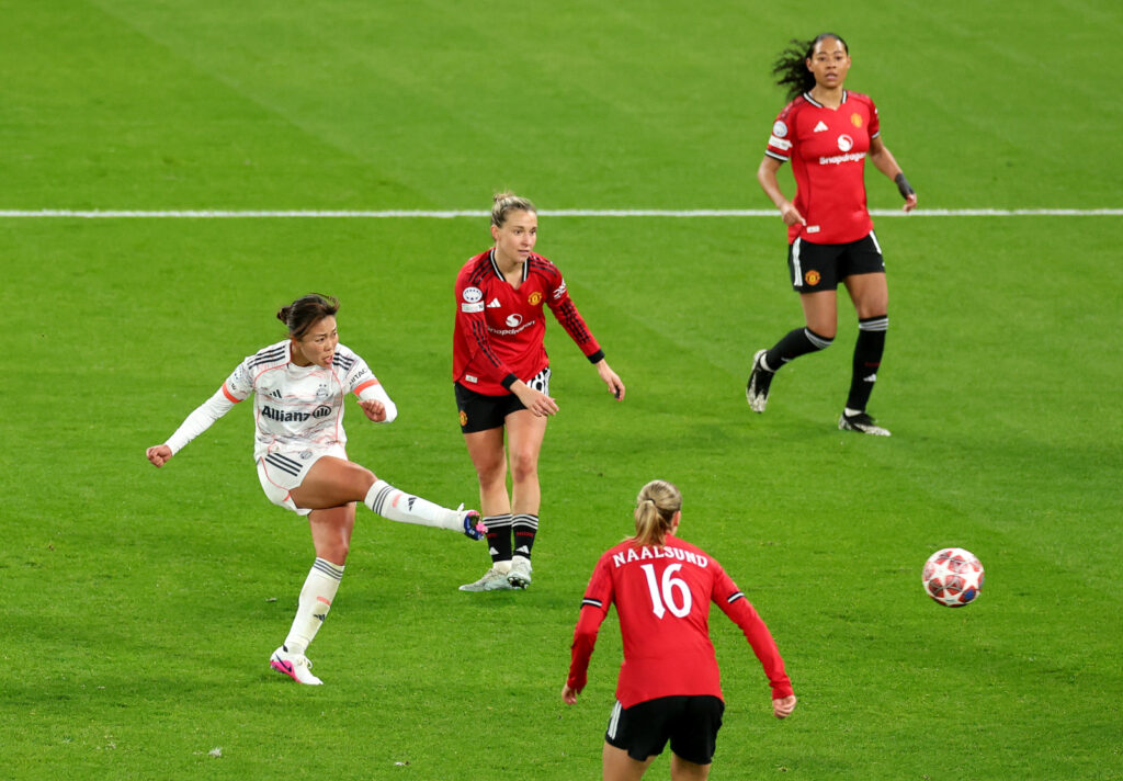 Momoko Tanikawa Manchester United FC v FC Bayern München - UEFA Women's Champions League 2025/26 Quarter-finals First Leg