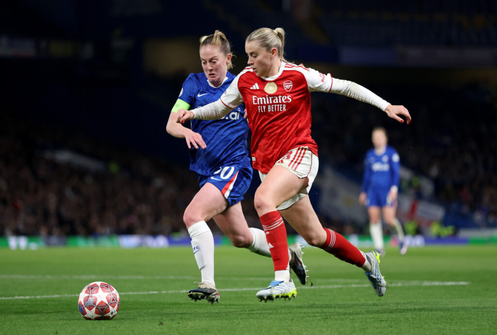 Keira Walsh Chelsea FC v Alessia Russo Arsenal FC - UEFA Women's Champions League 2025/26 Quarter-finals Second Leg