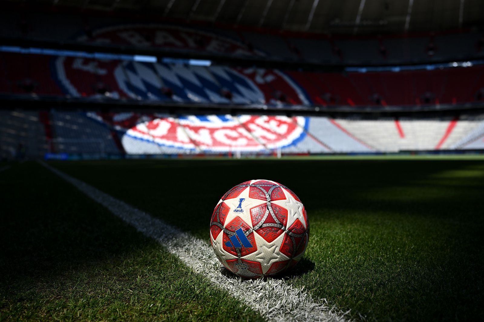 A detailed view of the Oslo 2026 Final Adidas ball inside the stadium prior to the UEFA Women's Champions League