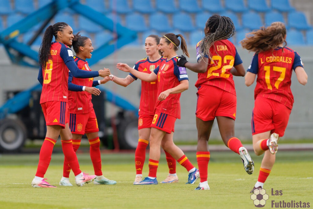 Las jugadoras de España celebran un gol en 2026. Foto: Las Futbolistas