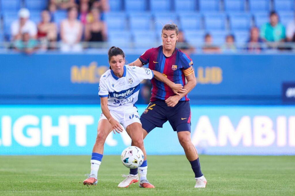 La jugadora del Barcelona Patri Guijarro, durante un partido de la temporada 2026-27 ante el Tenerife. Foto: LigaF