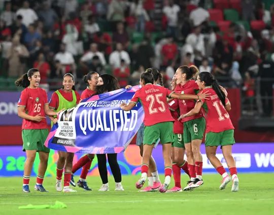 Morocco Celebrates after the match during the 2026 Womens Africa Cup of Nations match between Morocco and South Africa at Moulay El Hassan Stadium in Rabat, Morocco on 08 August 2026