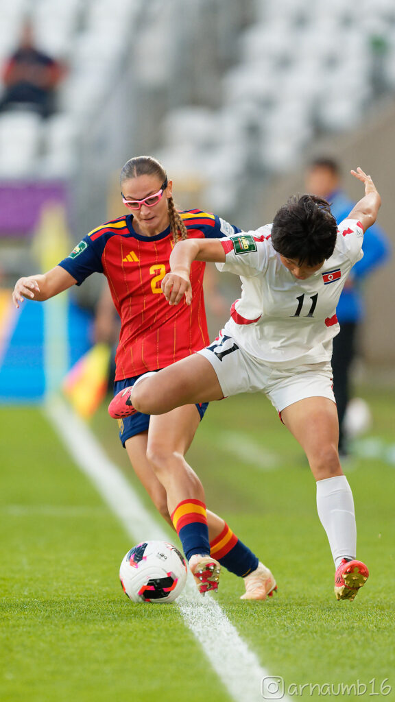 La jugadora de España Noa Jiménez, en el Mundial Sub 20 Femenino 2026 durante la final ante Corea del Norte. Foto: Arnau Martínez