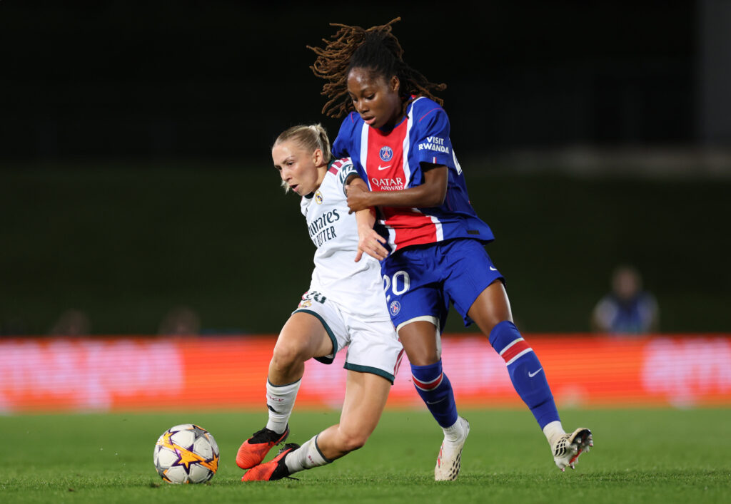 Elisa Senss Real Madrid C.F. v Tara Elimbi Gilbert Paris Saint-Germain - UEFA Women's Champions League 2026/27 League Phase MD1