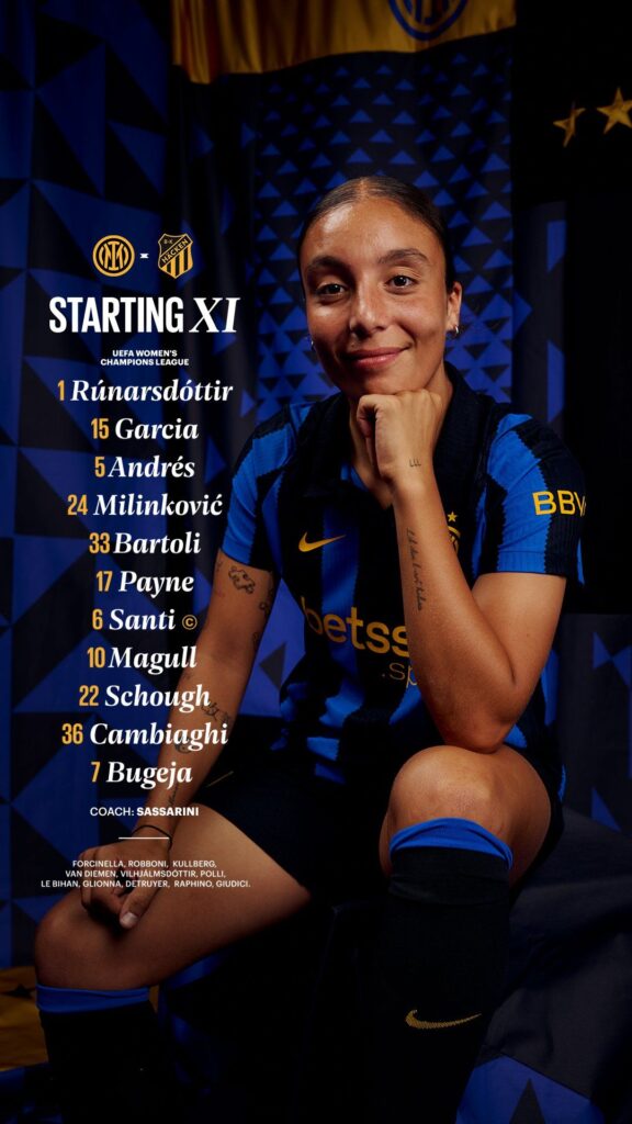 Once inicial Inter women vs BK Häcken
