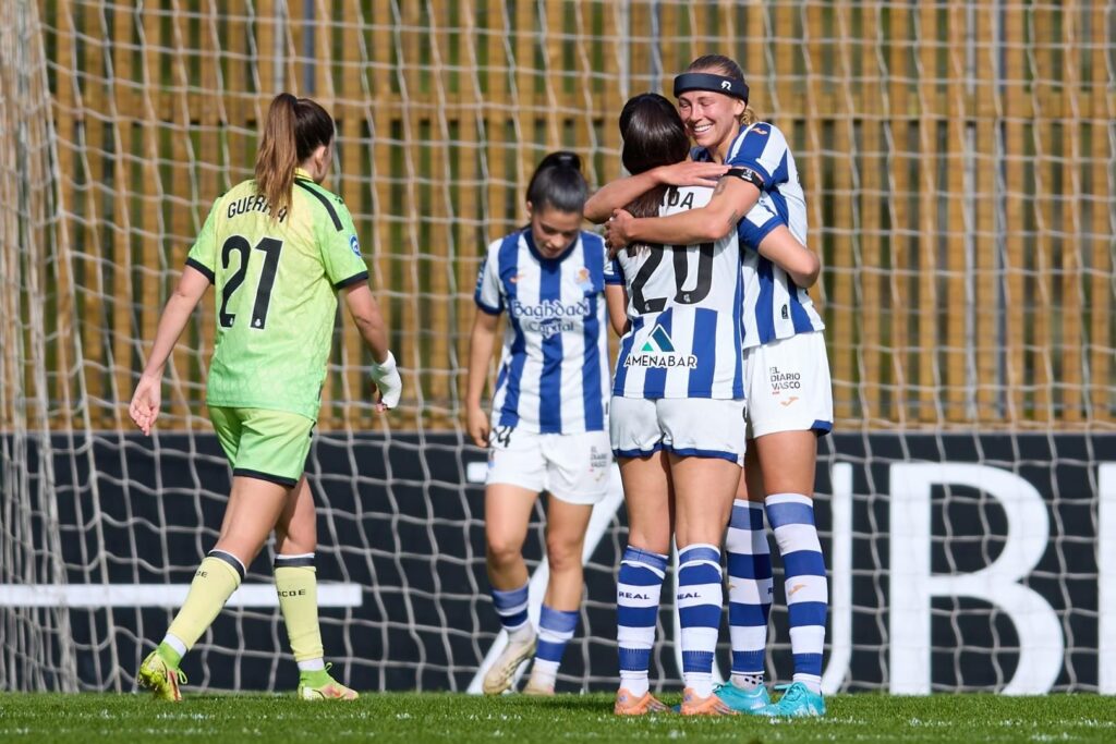 Celebración del gol de Ainhoa Campo - Real Sociedad 1-1 RCD Espanyol - Foto: Liga F