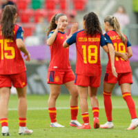 Foto: Arnau Martínez (@arnaumb16) Celebración de gol selección española Sub-20