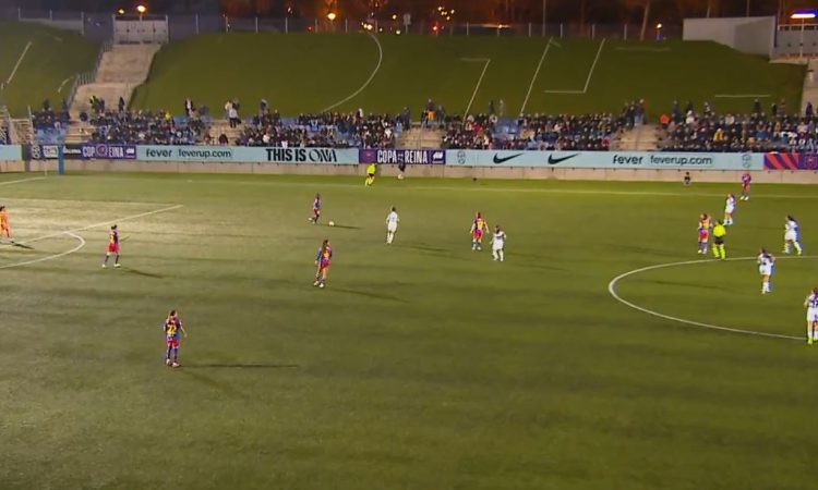 Captura del partido de la Copa de la Reina 2026 entre el Badalona y el Barcelona. Foto: Captura/RFEF