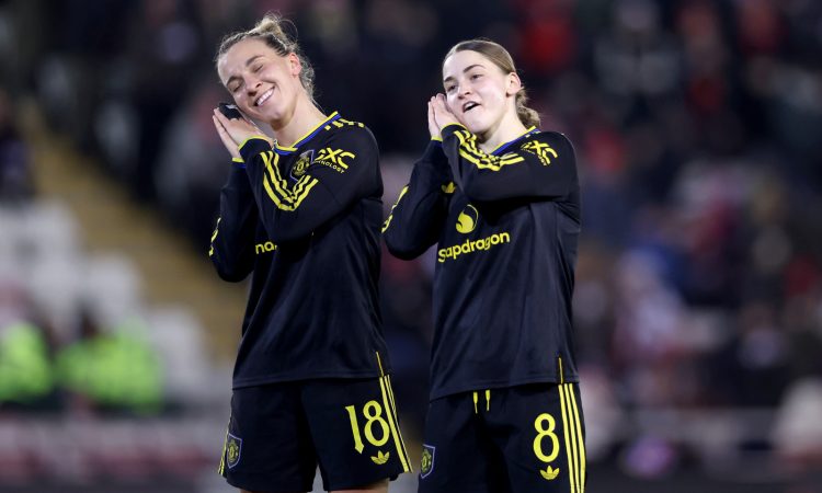 Julia Zigiotti Olme Jess Park Manchester United Women v Club Atletico de Madrid - UEFA Women's Champions League 2025/26 KO play-offs Second Leg