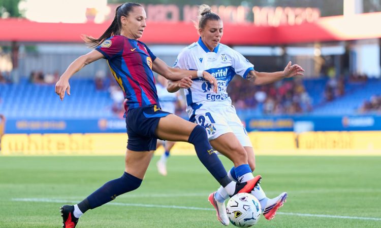 La jugadora del Barcelona Martina Fernández, durante un partido de la temporada 2026-27 ante el Tenerife. Foto: LigaF