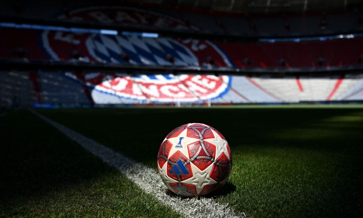 A detailed view of the Oslo 2026 Final Adidas ball inside the stadium prior to the UEFA Women's Champions League